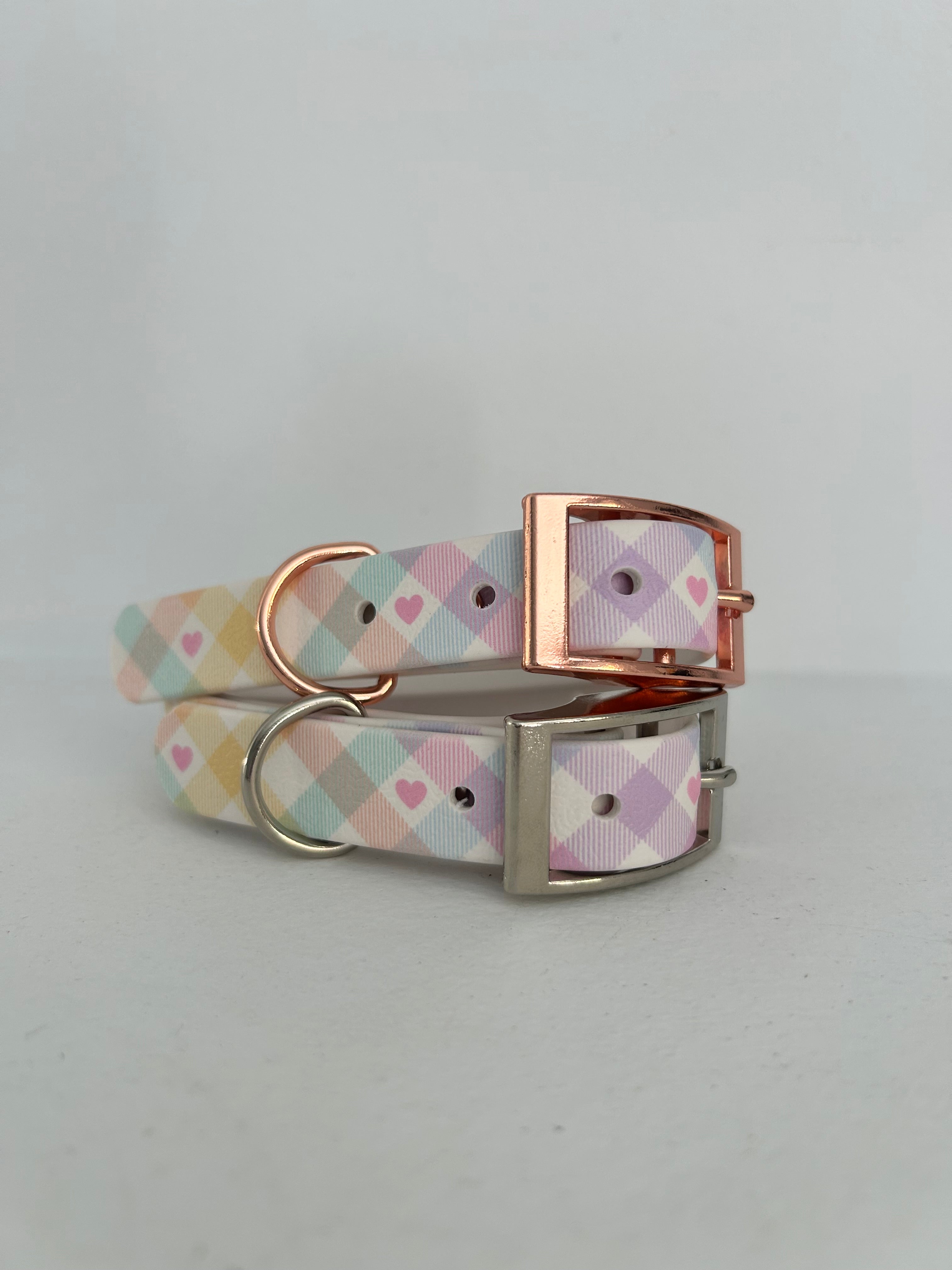 Pastel Vichy Handmade Dog Collar-4