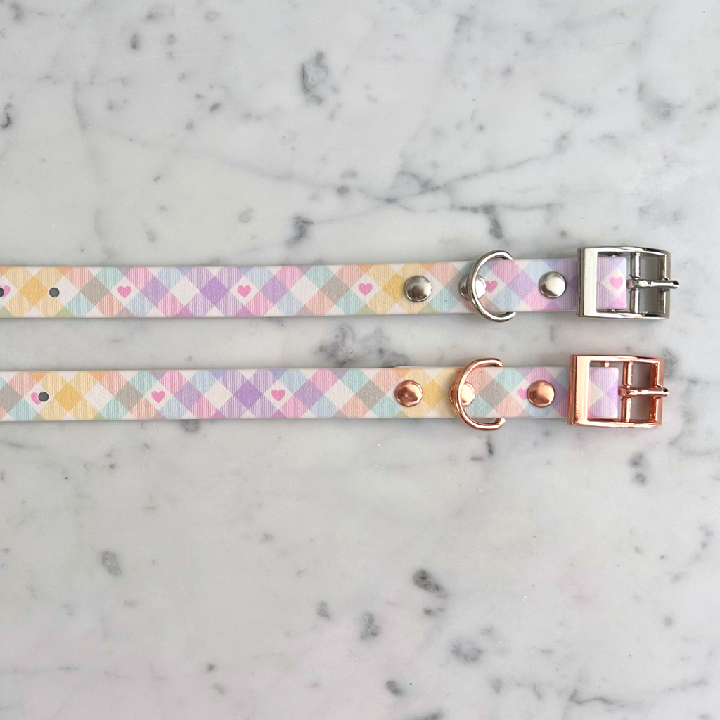 Pastel Vichy Handmade Dog Collar-2
