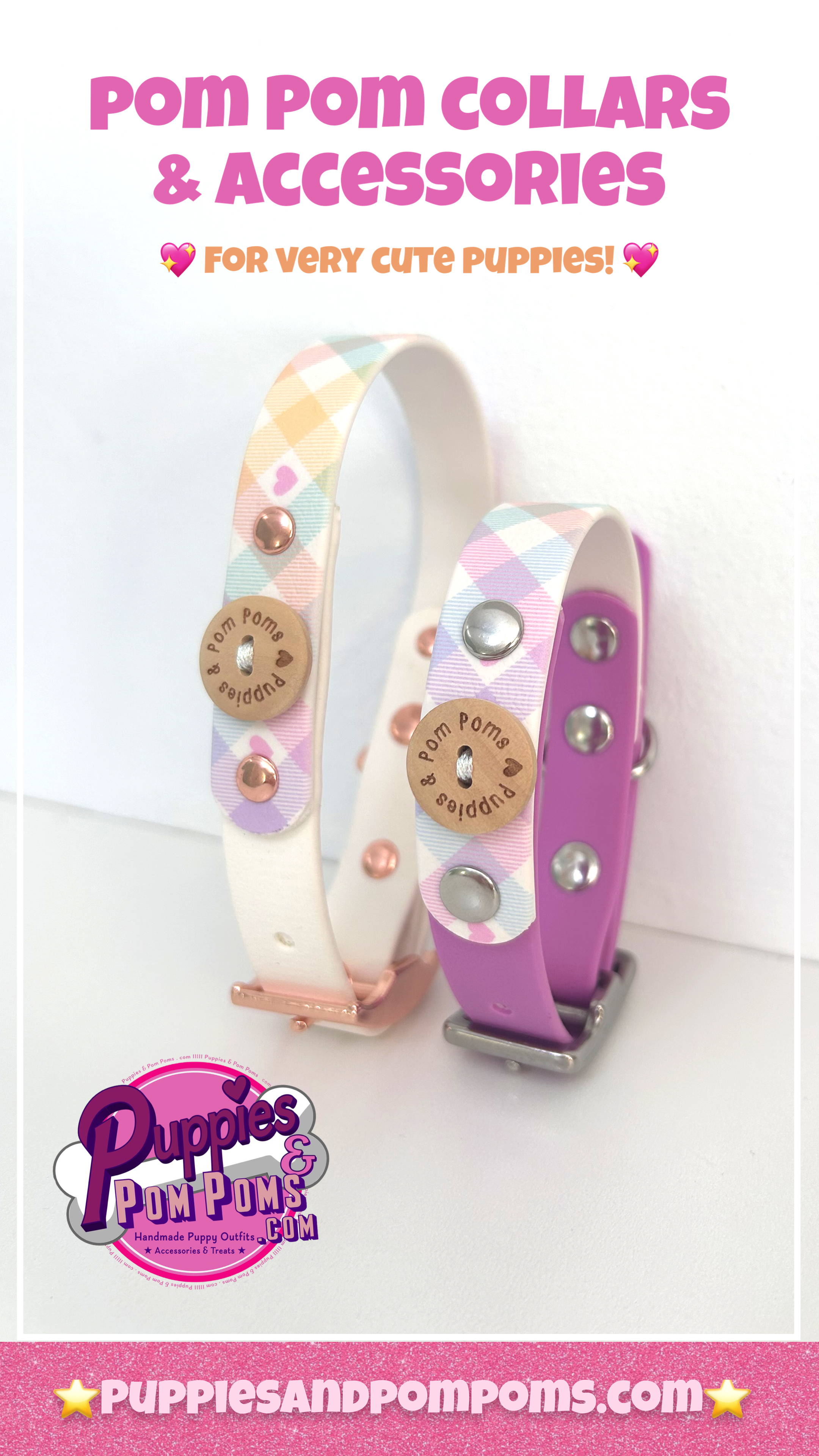 Handmade Biothane Dog Collar - Pastel Vichy - Pastel Purple-3