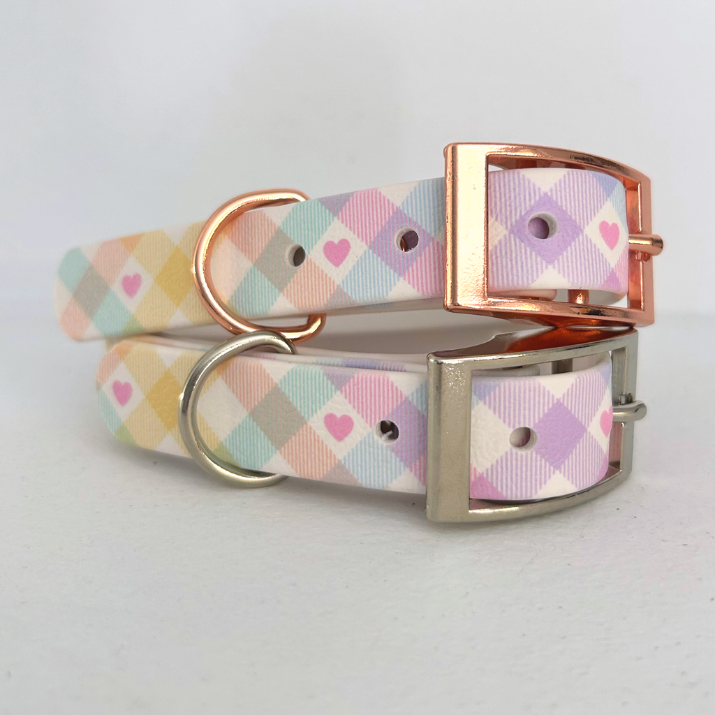 Pastel Vichy Handmade Dog Collar-0