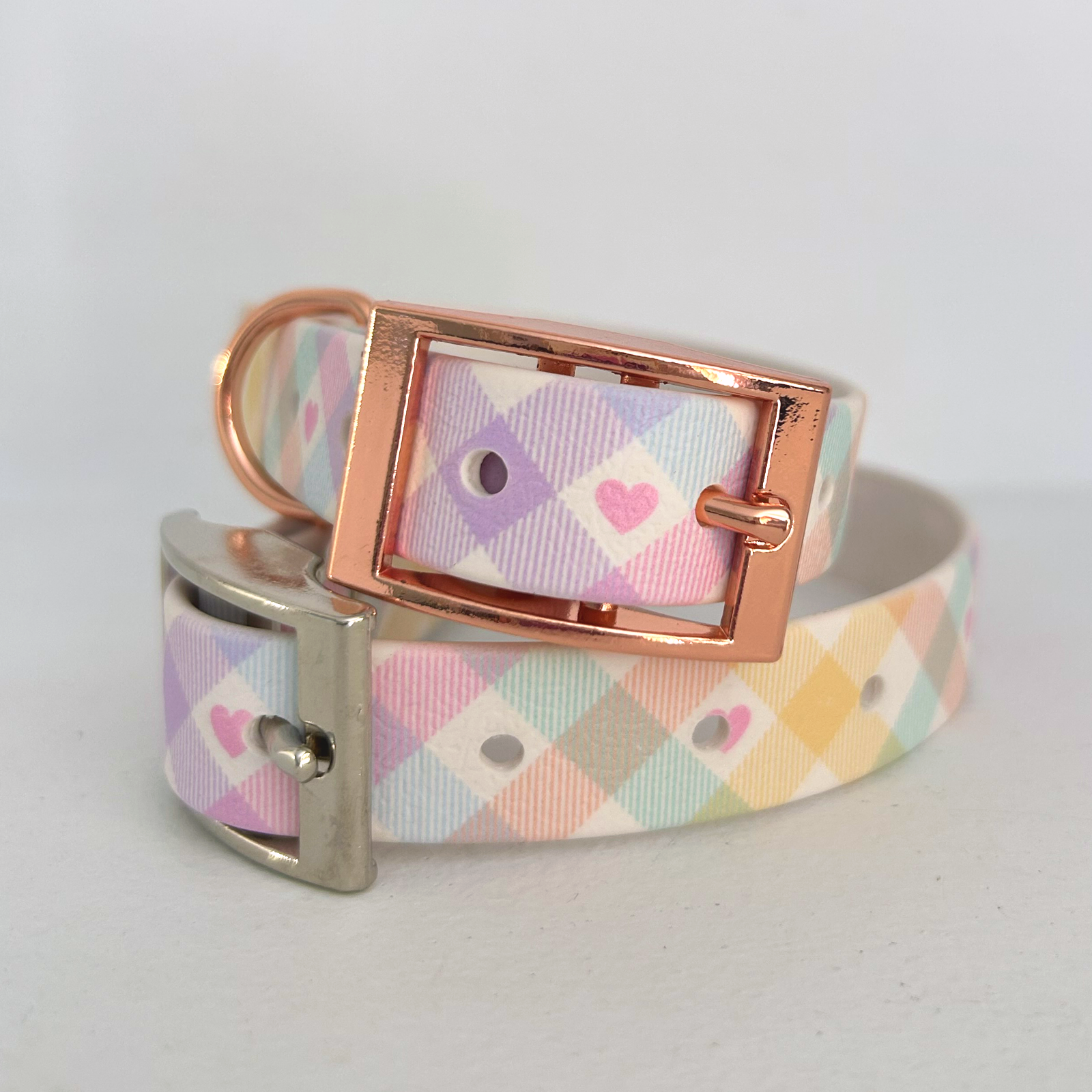 Pastel Vichy Handmade Dog Collar-3