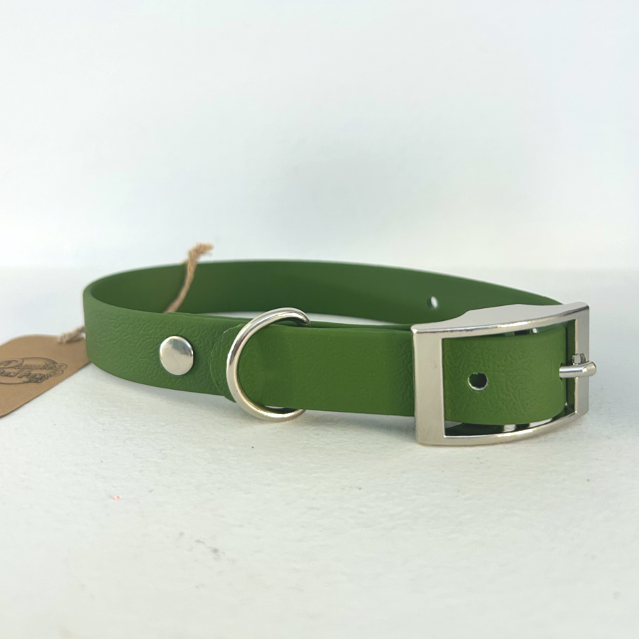 Handmade Biothane Dog Collar - Green - 20mm-0