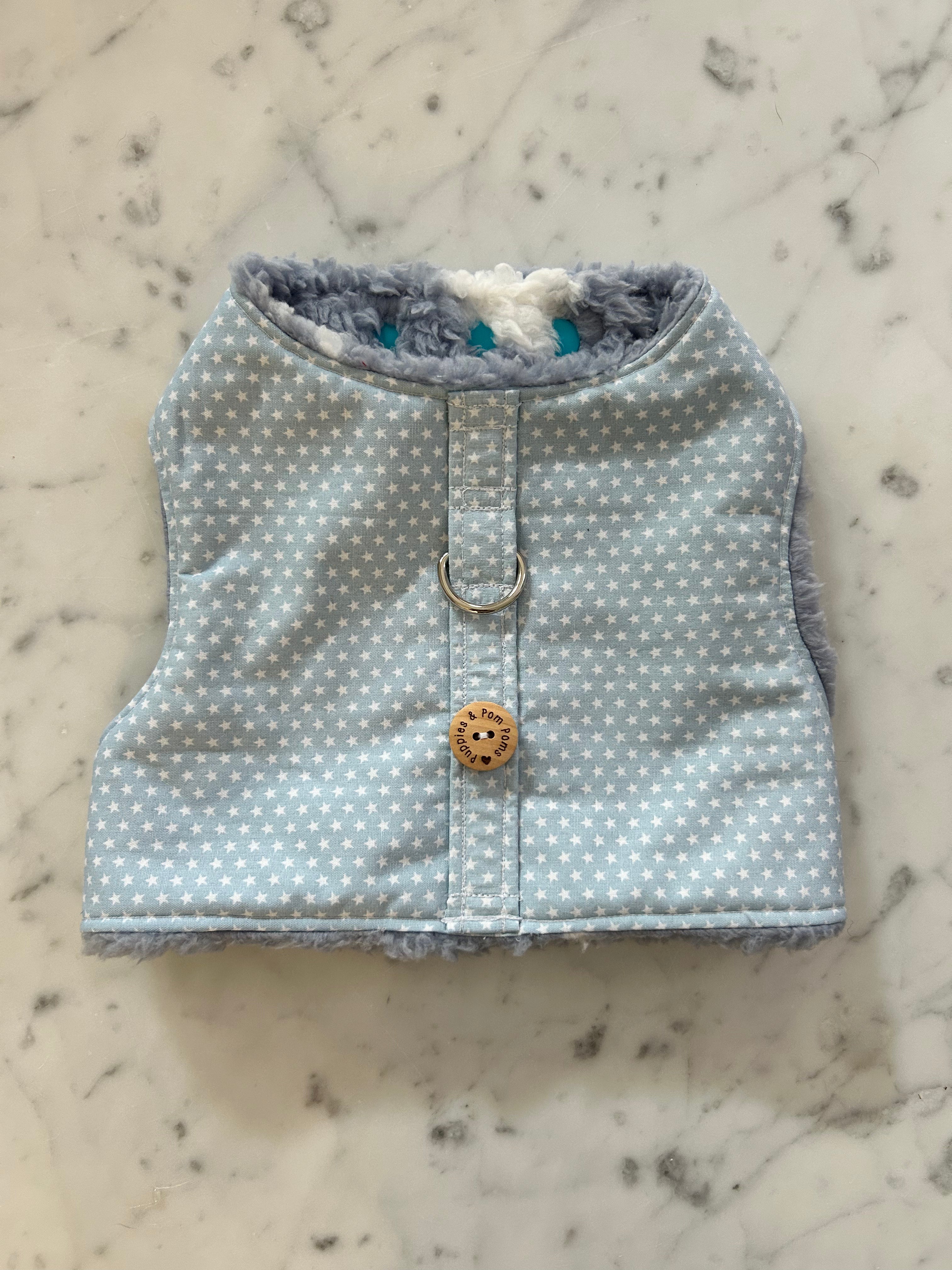 Handmade Dog Harness - Baby Blue Stars-3
