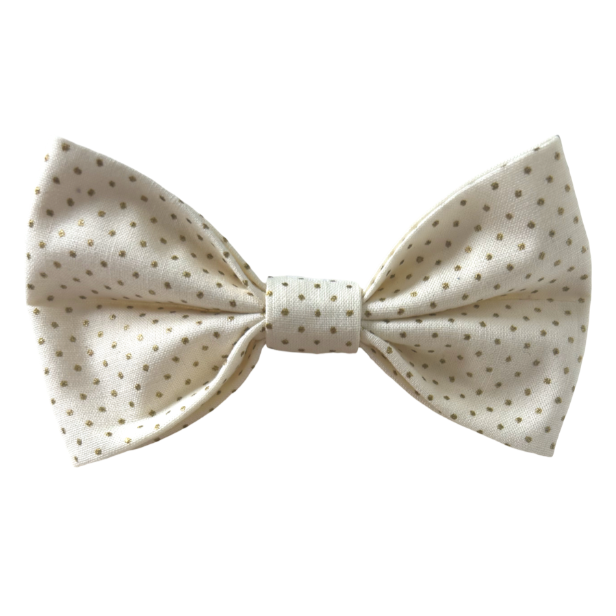 Golden and Cream Tiny Polka Dots Bow-0