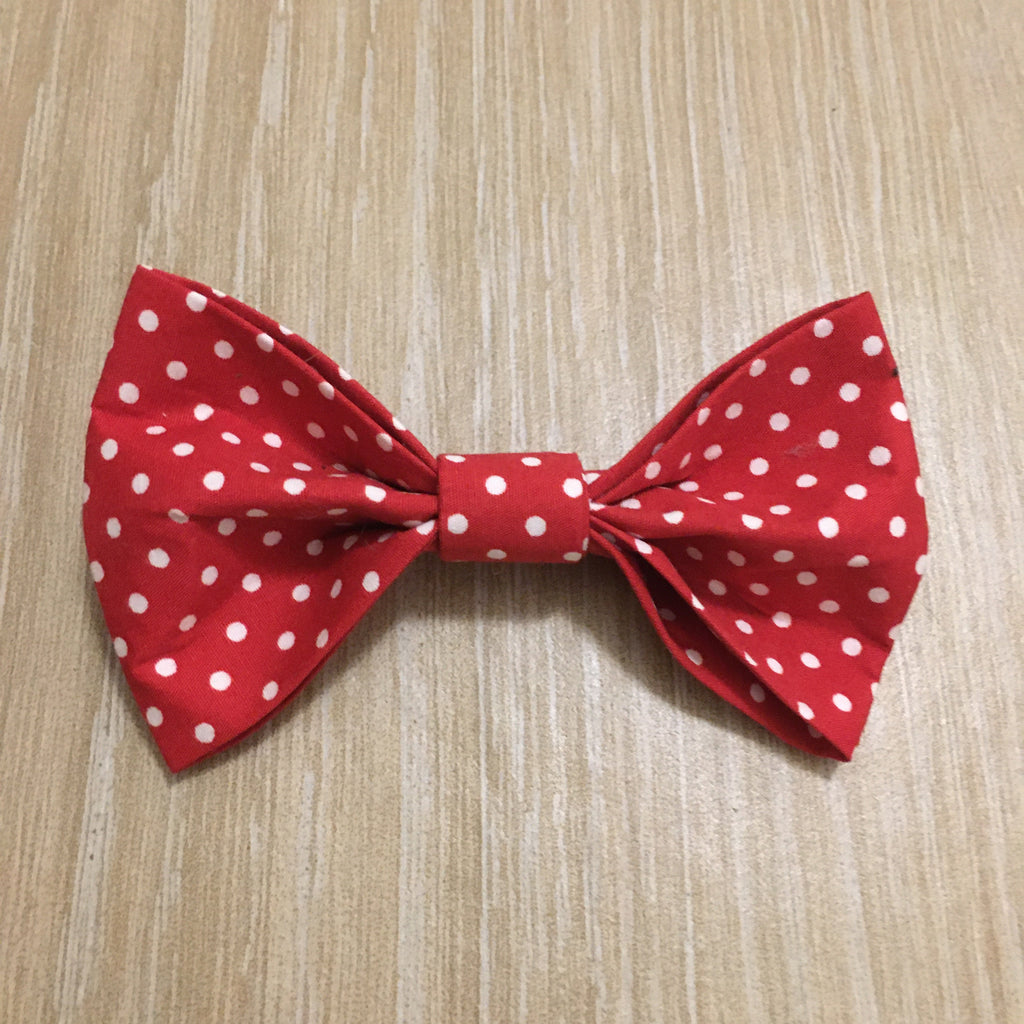 Red Small Polka Dots Bow-1